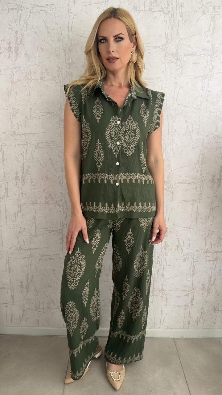 Boho twin set-Χακι