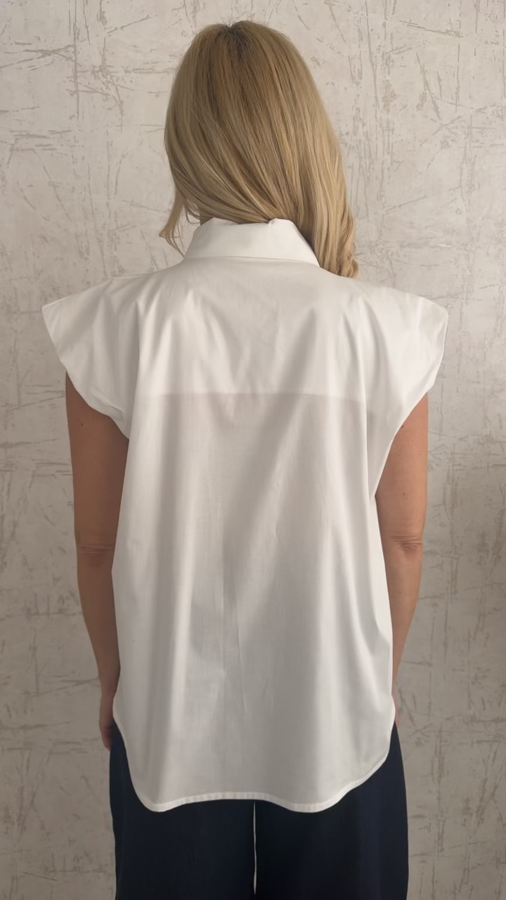 Αμάνικο πουκάμισο με στρας- Άσπρο