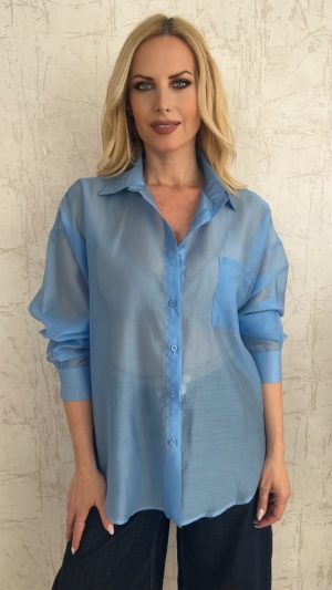 Πουκάμισο ημιδιαφανο- Γαλαζιο
