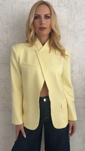 Σακάκι με v άνοιγμα στην πλάτη- Κίτρινο