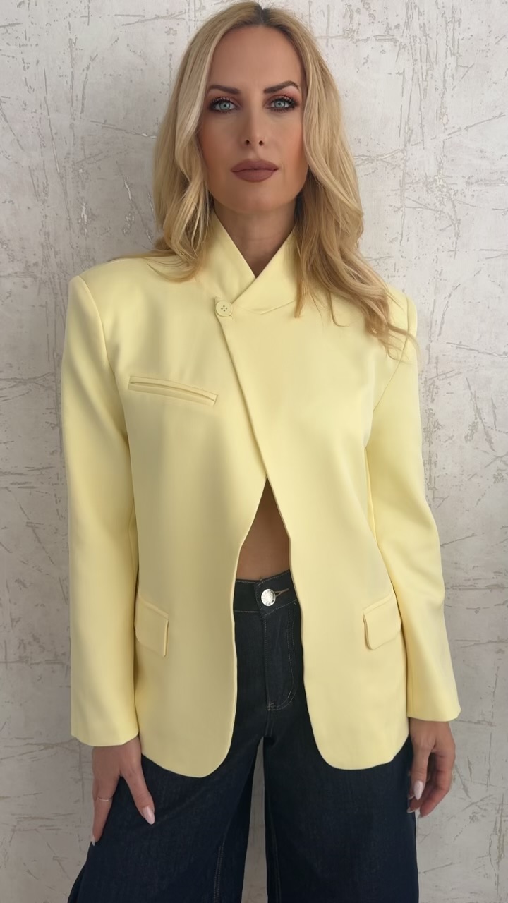 Σακάκι με v άνοιγμα στην πλάτη- Κίτρινο