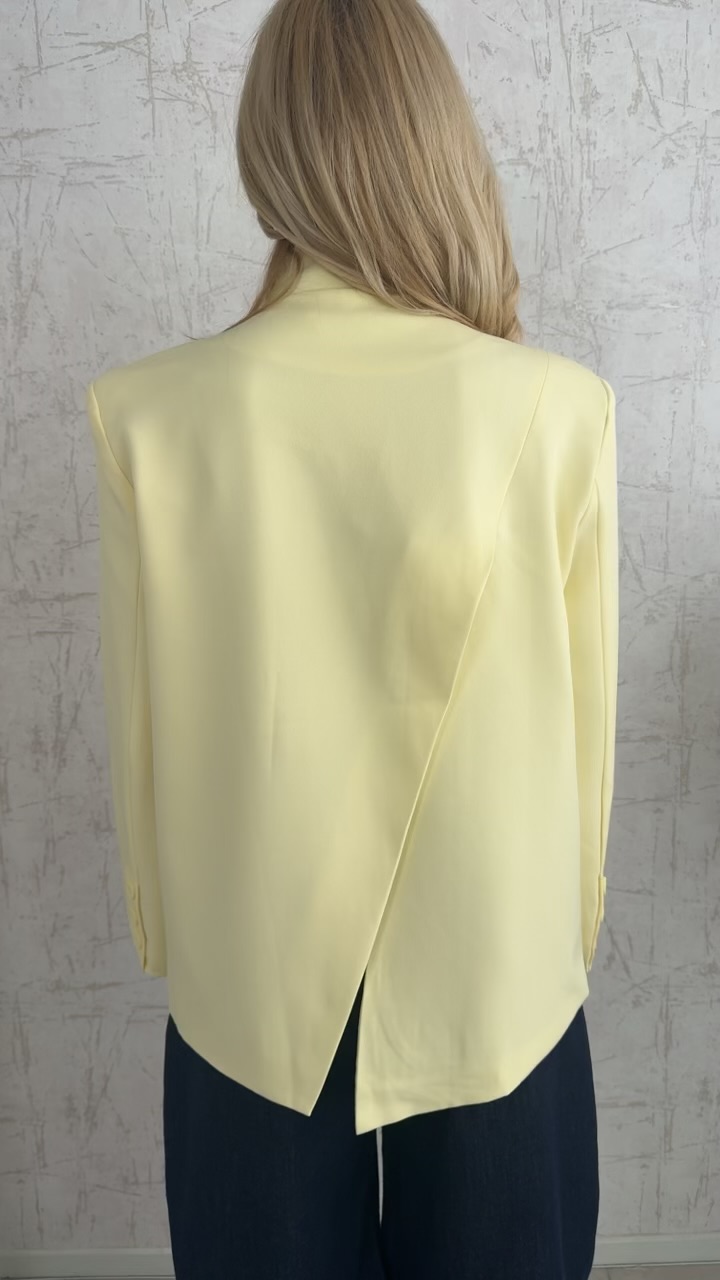 Σακάκι με v άνοιγμα στην πλάτη- Κίτρινο