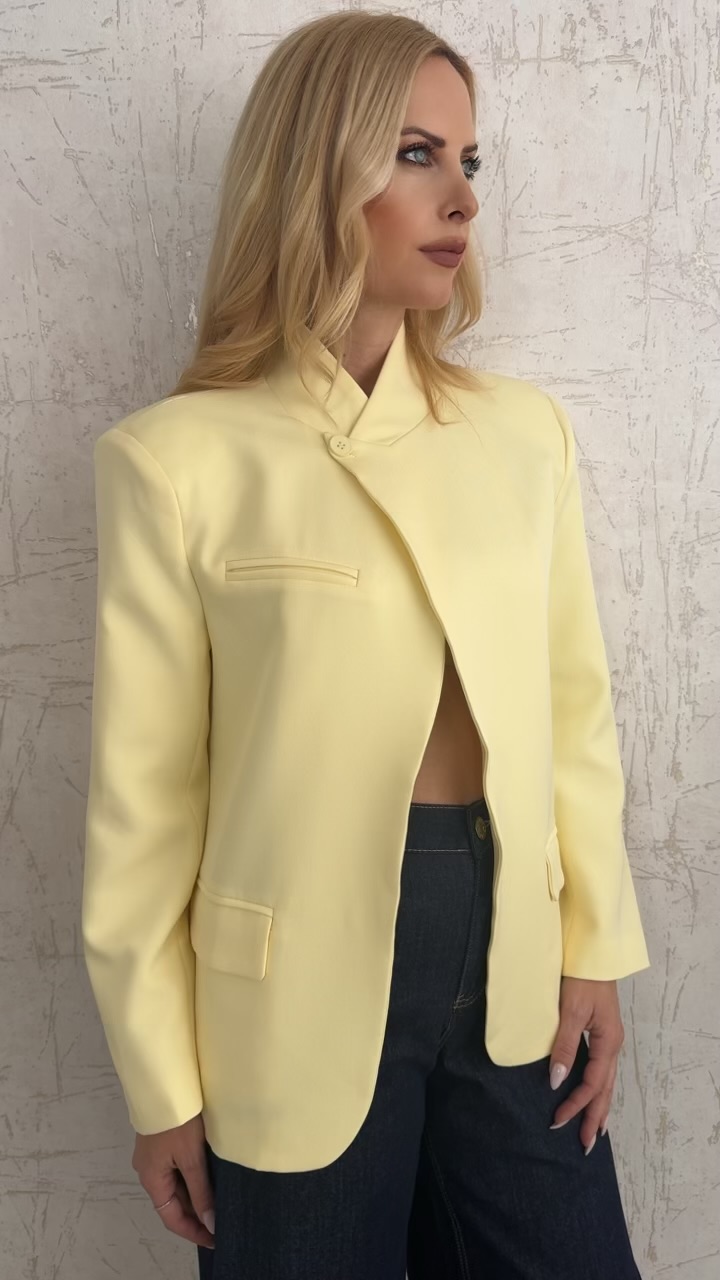 Σακάκι με v άνοιγμα στην πλάτη- Κίτρινο