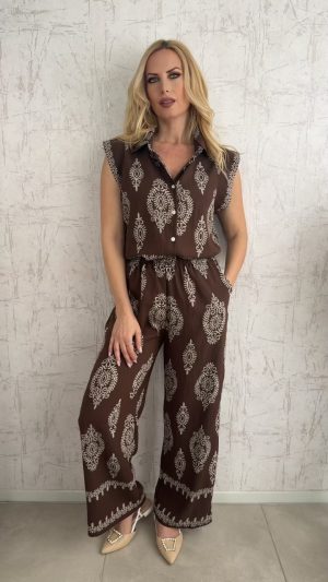 Boho twin set-Καφε