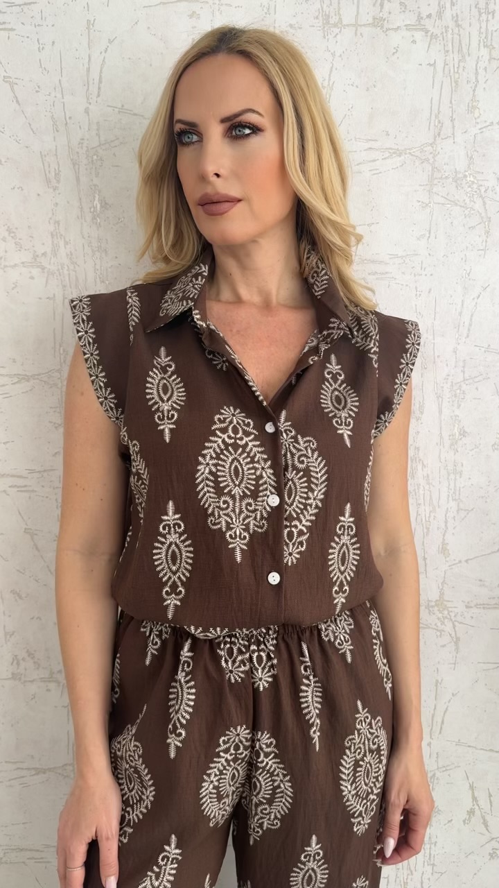 Boho twin set-Καφε