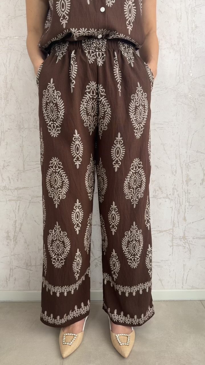 Boho twin set-Καφε