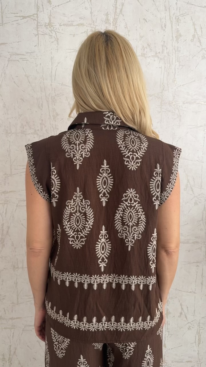 Boho twin set-Καφε