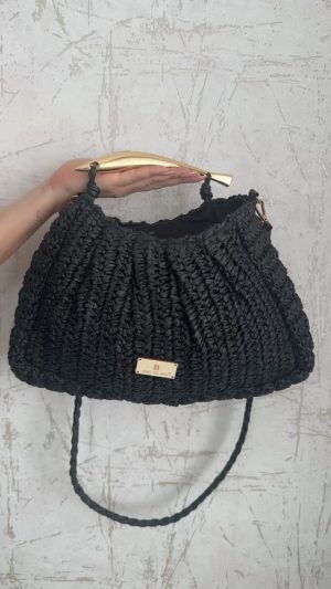 Πλεκτή Τσάντα Χειρός-Μαυρο