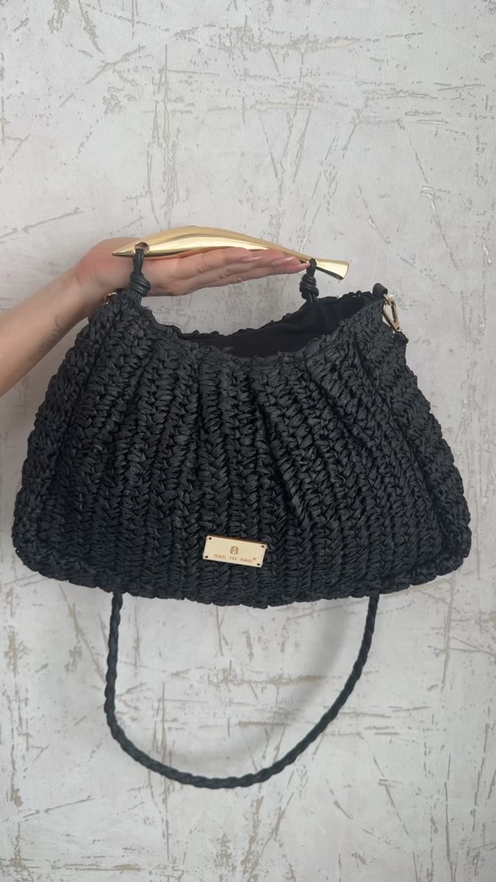 Πλεκτή Τσάντα Χειρός-Μαυρο