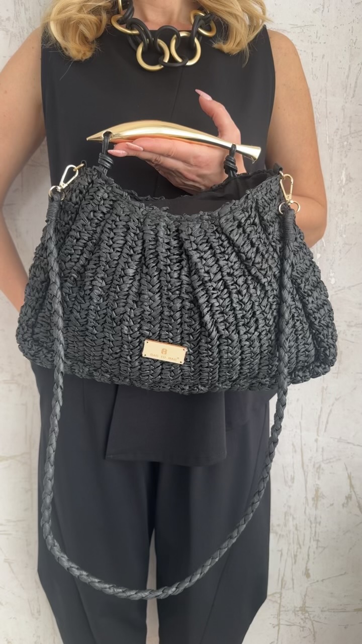 Πλεκτή Τσάντα Χειρός-Μαυρο