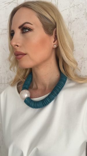 Κολιε τιρκουαζ και περλα