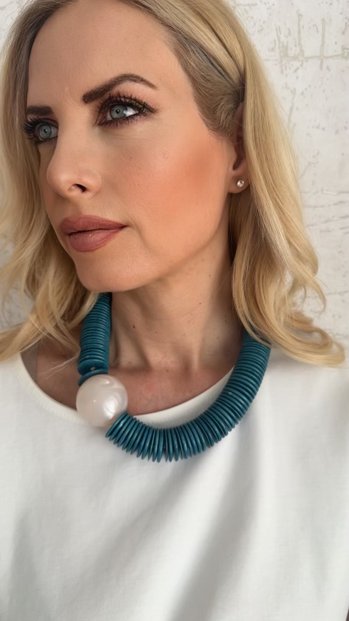 Κολιε τιρκουαζ και περλα