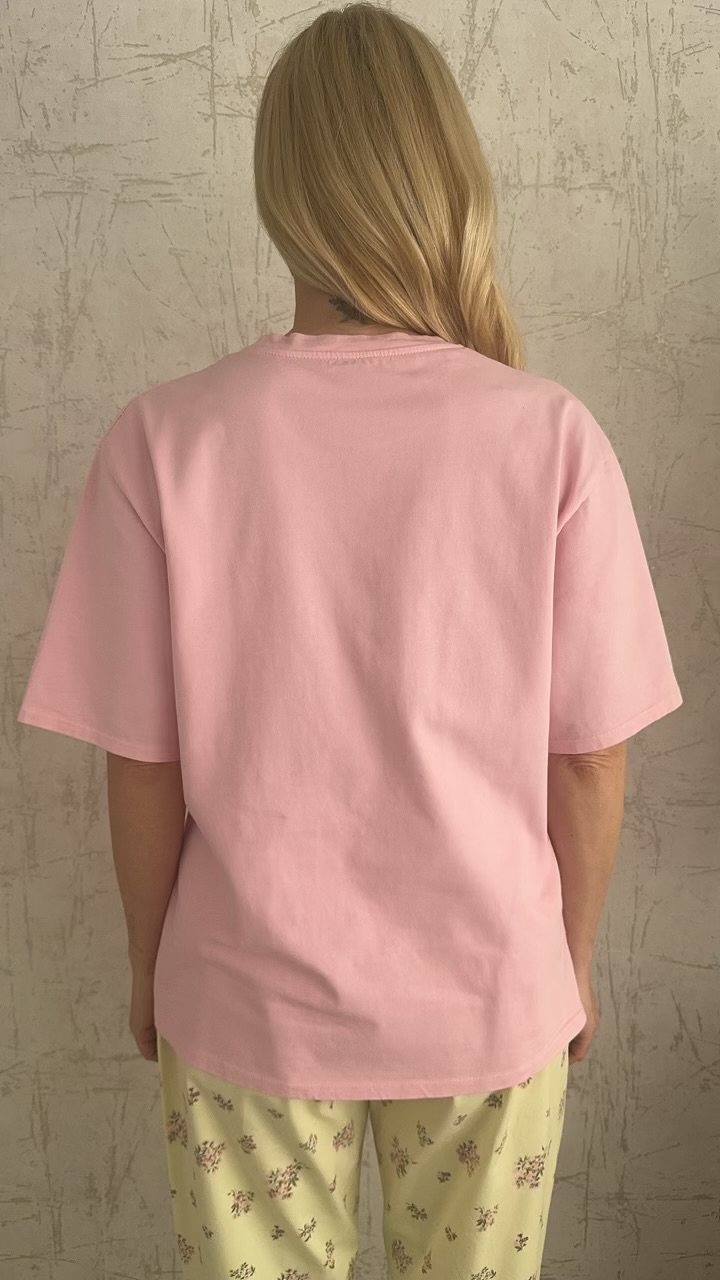 T shirt με τύπωμα woman- Ροζ