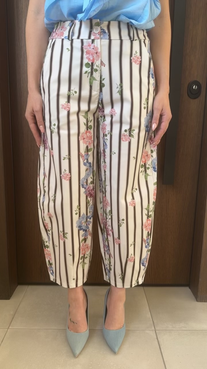 Floral ριγέ παντελόνι
