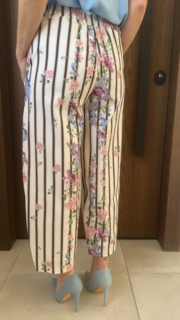 Floral ριγέ παντελόνι