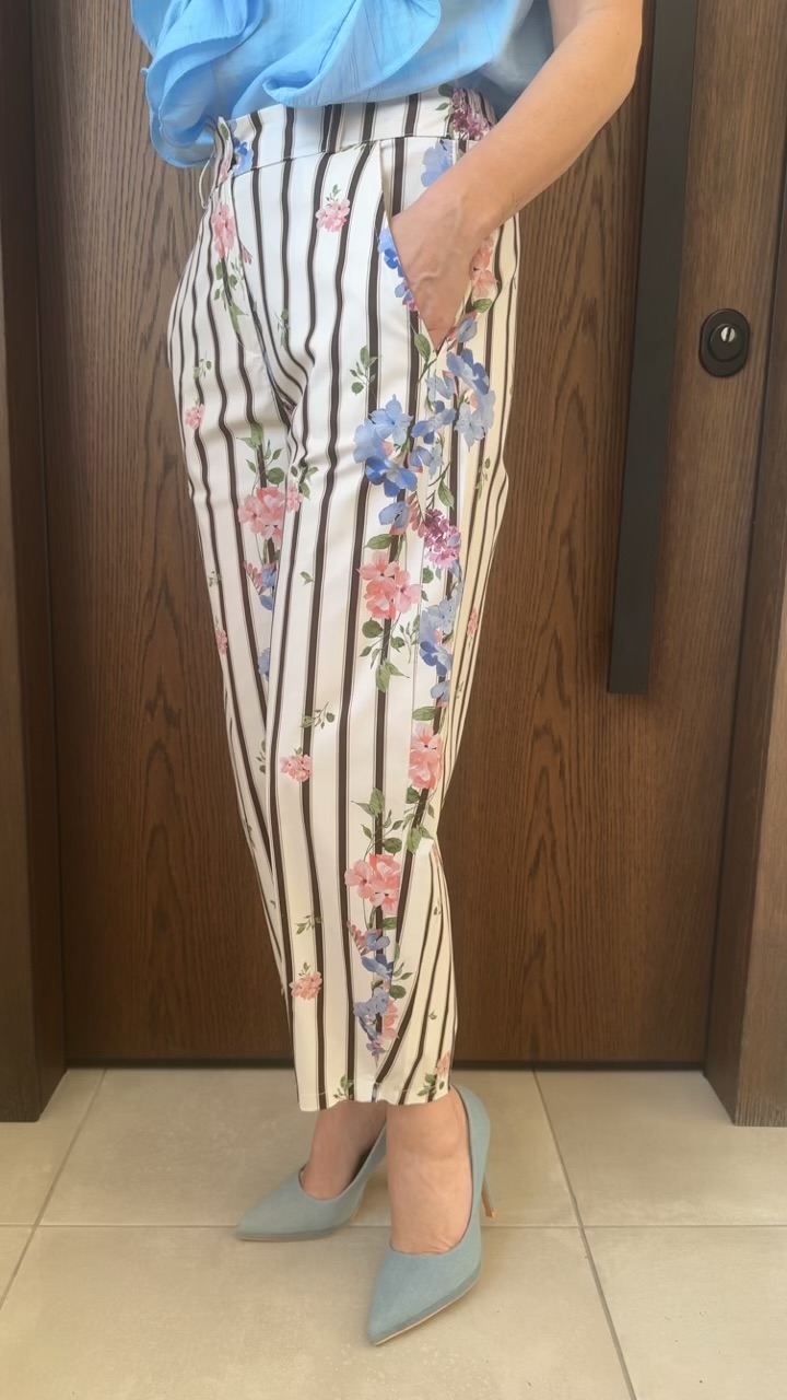 Floral ριγέ παντελόνι
