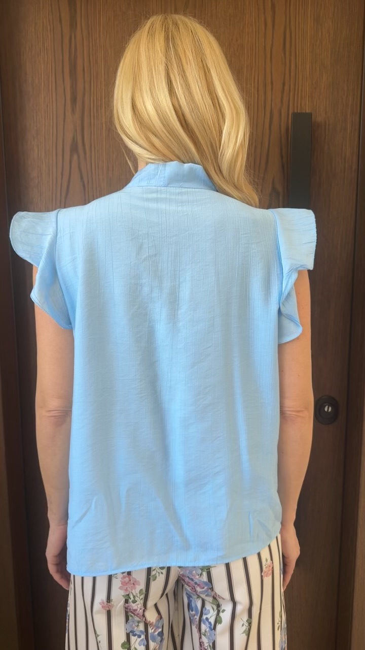 Πουκάμισο με δέσιμο στο λαιμό- Γαλάζιο