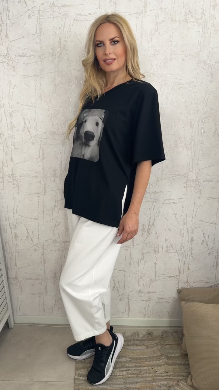 T-shirt dog- Μαύρο