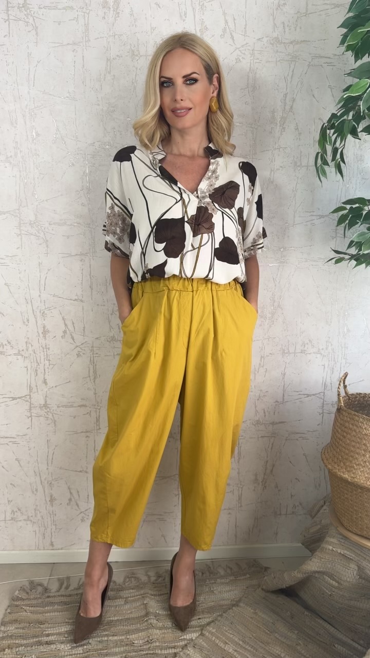 leaves Blouse- Καφέ