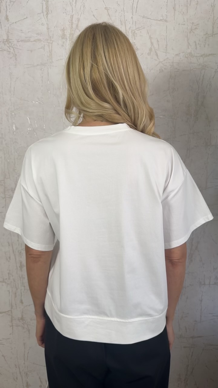 T-Shirt με τσέπη-Ασπρο