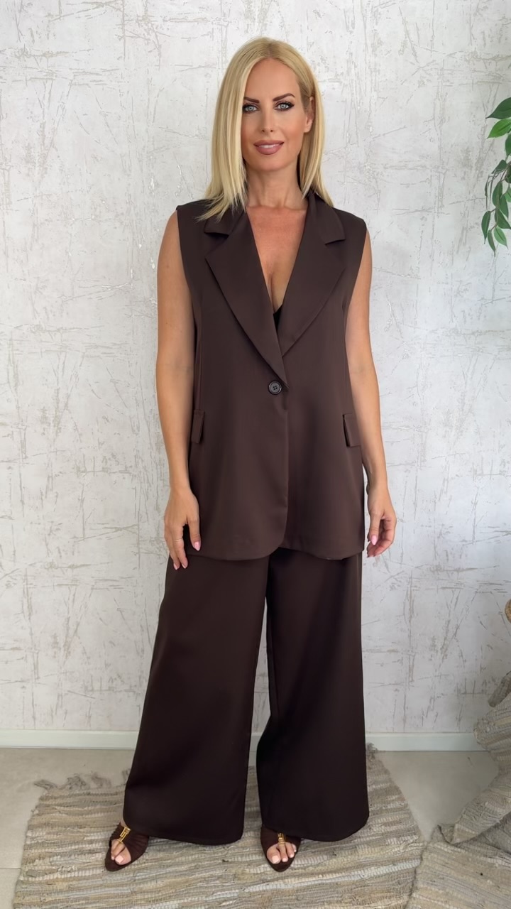 Oversized Twin set-Καφε