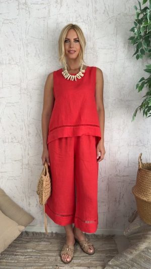 Lino twin set- Κόκκινο