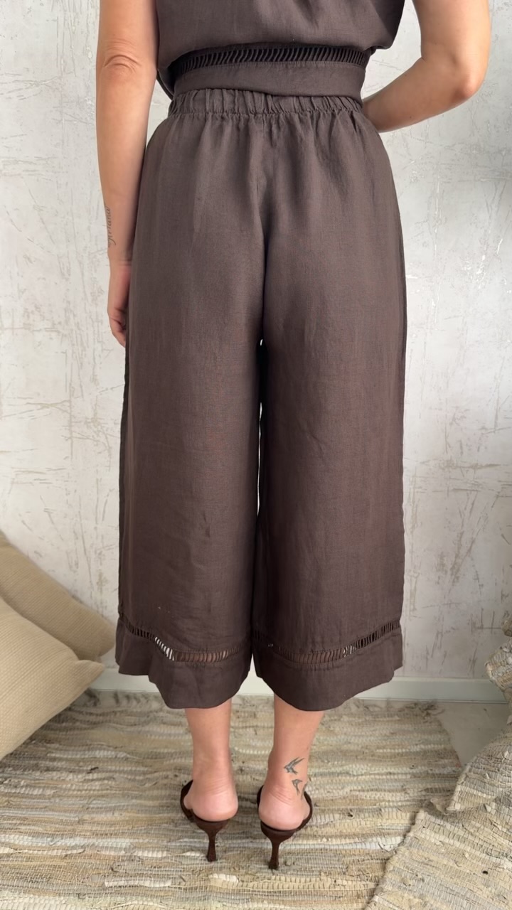 Lino twin set- Καφε