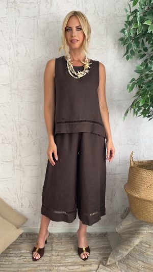 Lino twin set- Καφε