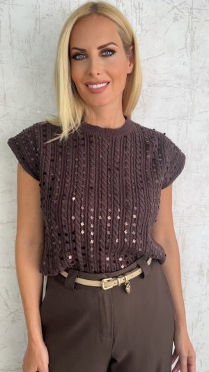 Shine Blouse-Καφε