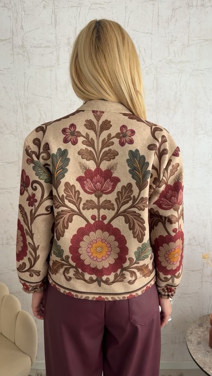 Ζακέτα Floral Print με Φερμουάρ