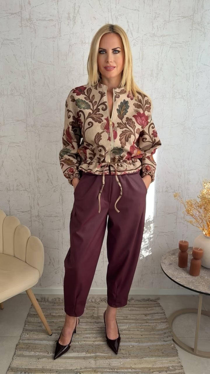 Ζακέτα Floral Print με Φερμουάρ