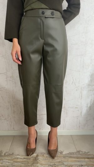 Inna Leather Pants-Χακι