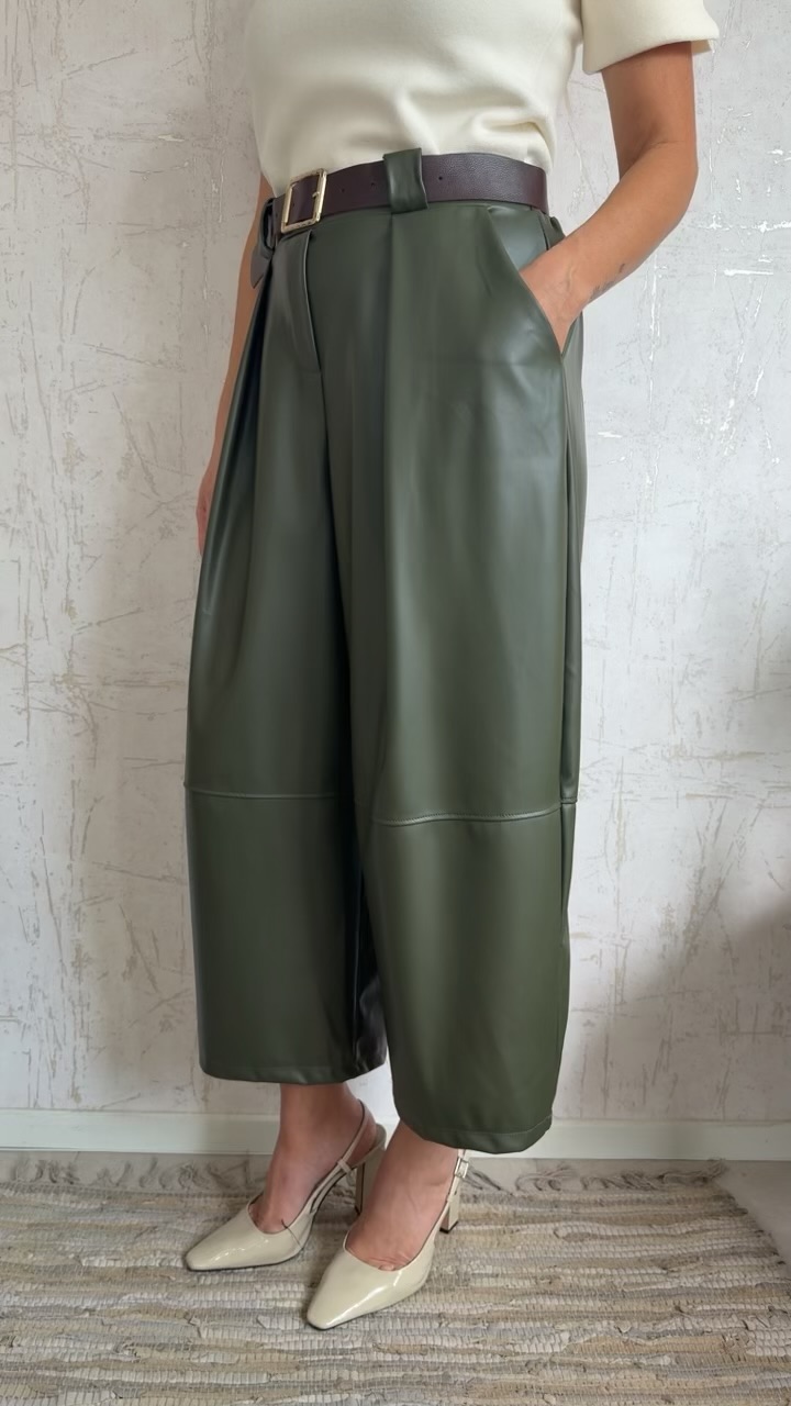 Leather Balloon Zip-Χακι