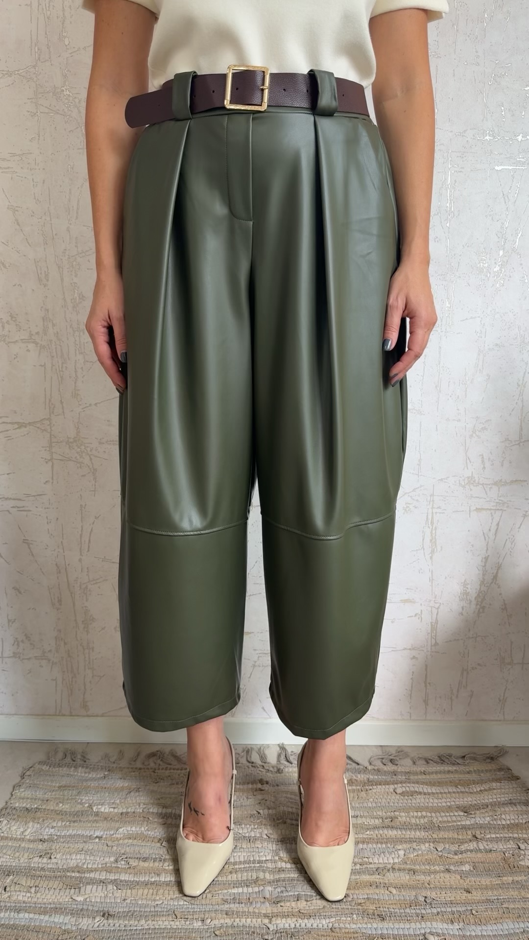 Leather Balloon Zip-Χακι