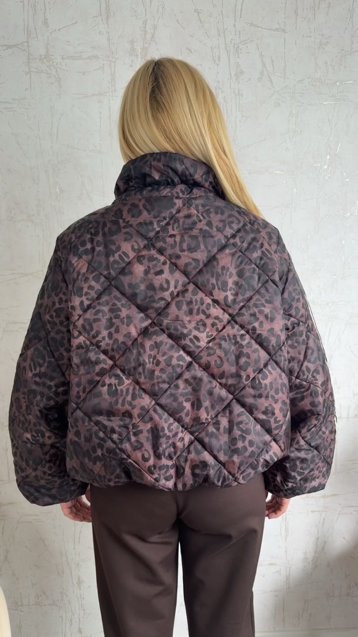 Μπουφάν Puffer Animal Print με Ρίγες