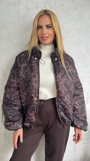 Μπουφάν Puffer Animal Print με Ρίγες