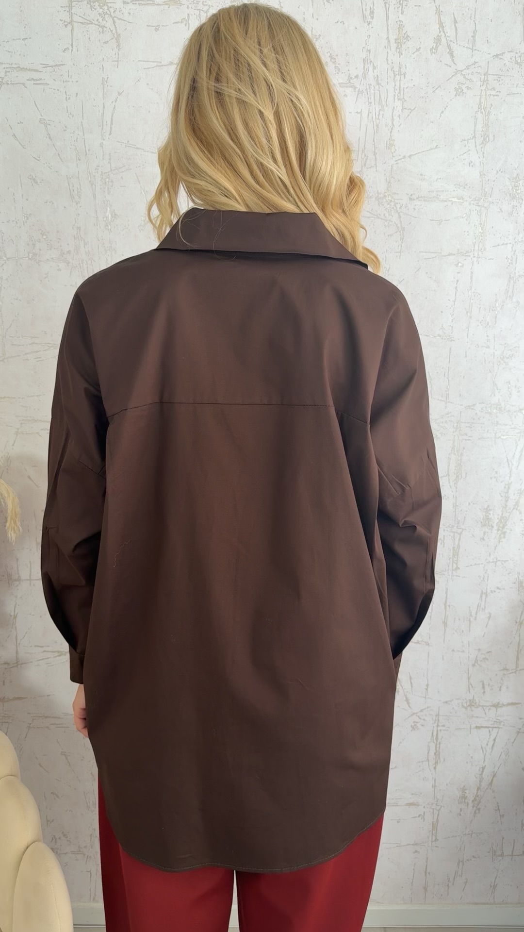 Oversized shirt-Καφέ