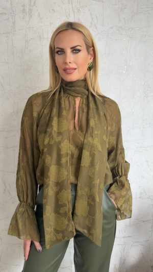 Nebbia Blouse-Lime