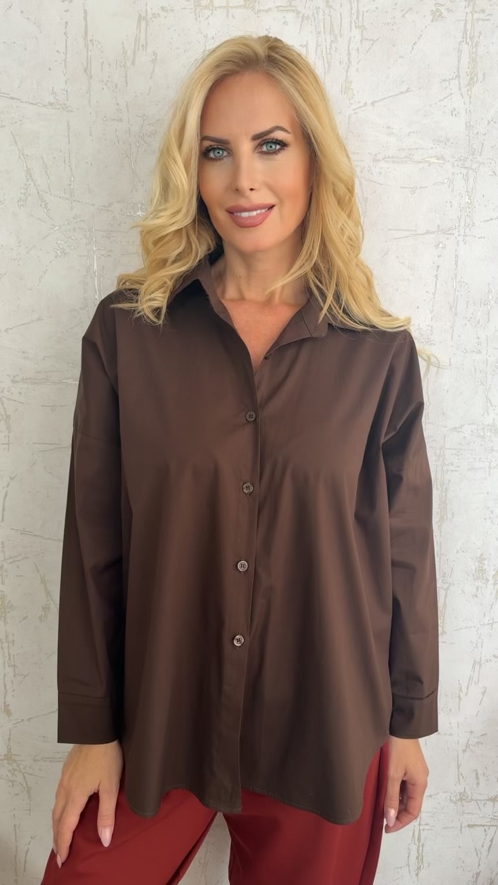 Oversized shirt-Καφέ