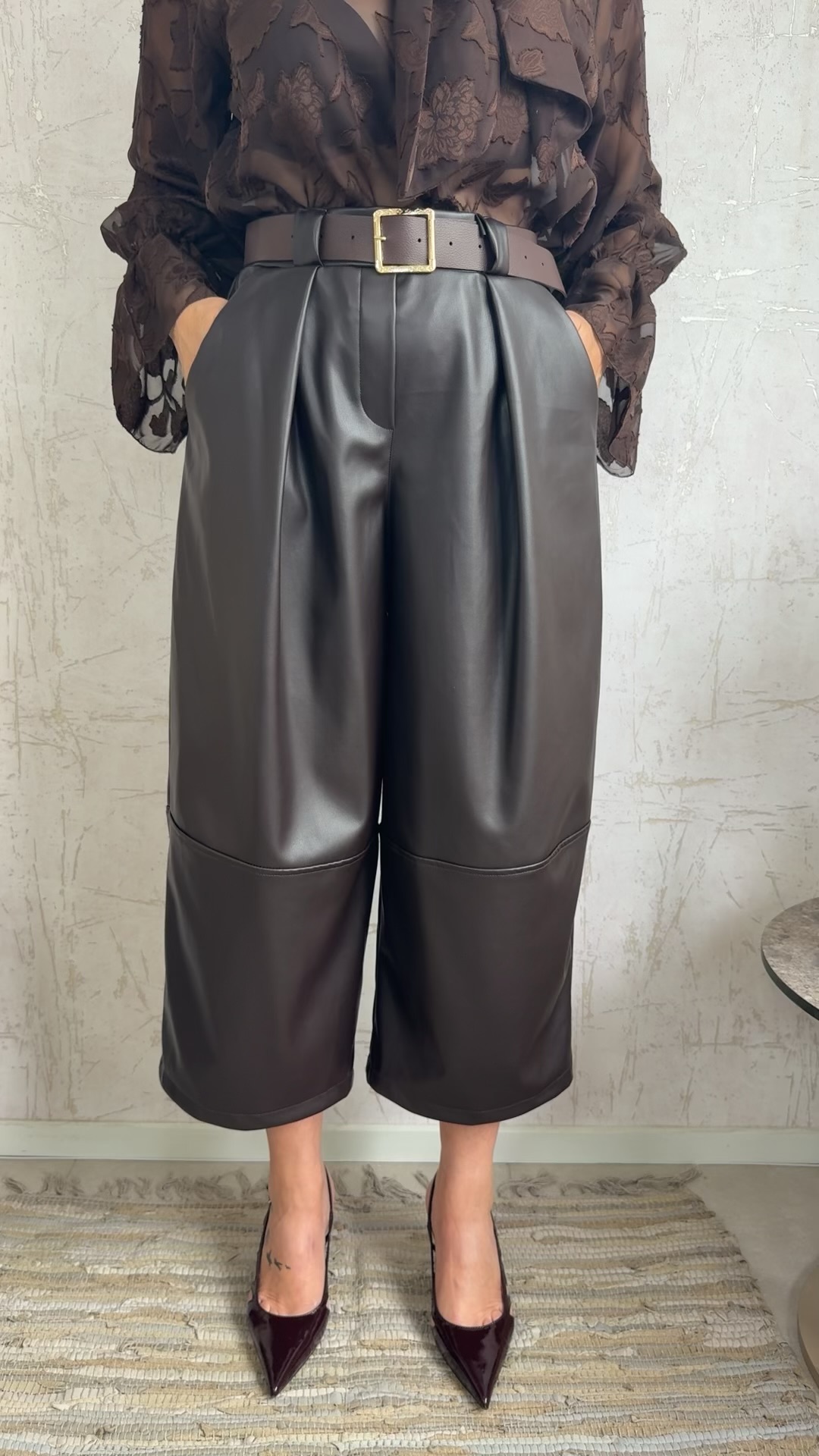 Leather Balloon Zip-Καφε