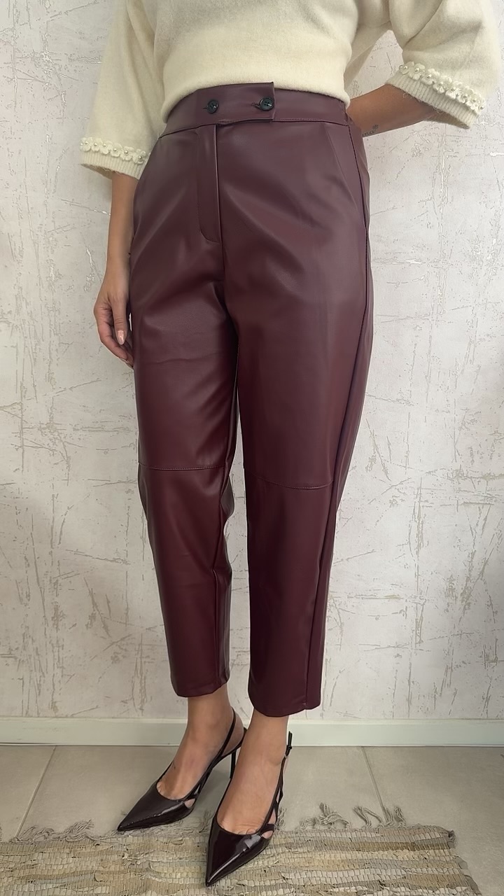 Inna Leather Pants-Βουργουνδι