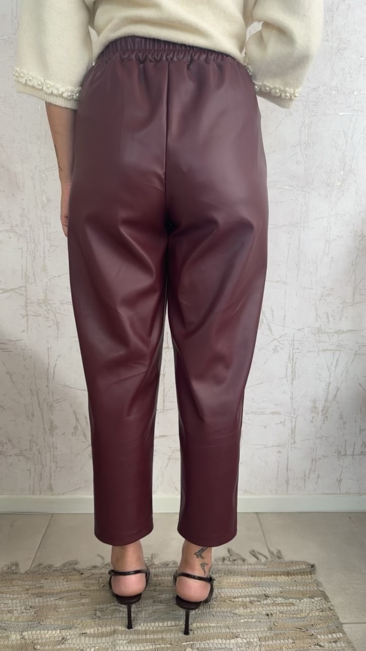 Inna Leather Pants-Βουργουνδι