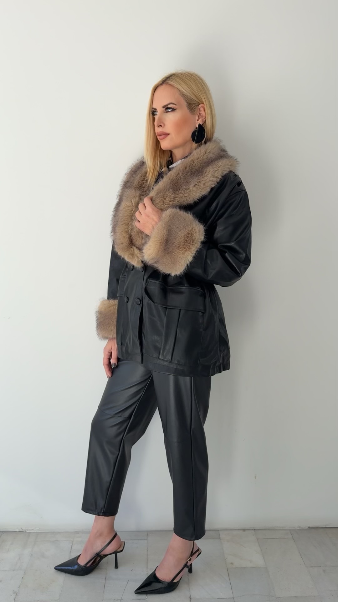 Scene Leather Jacket-Μαυρο