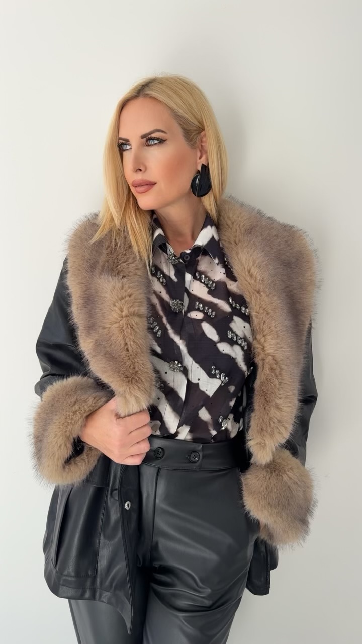 Scene Leather Jacket-Μαυρο