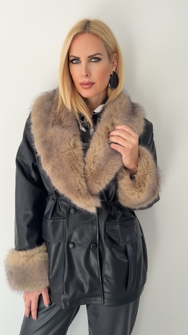 Scene Leather Jacket-Μαυρο