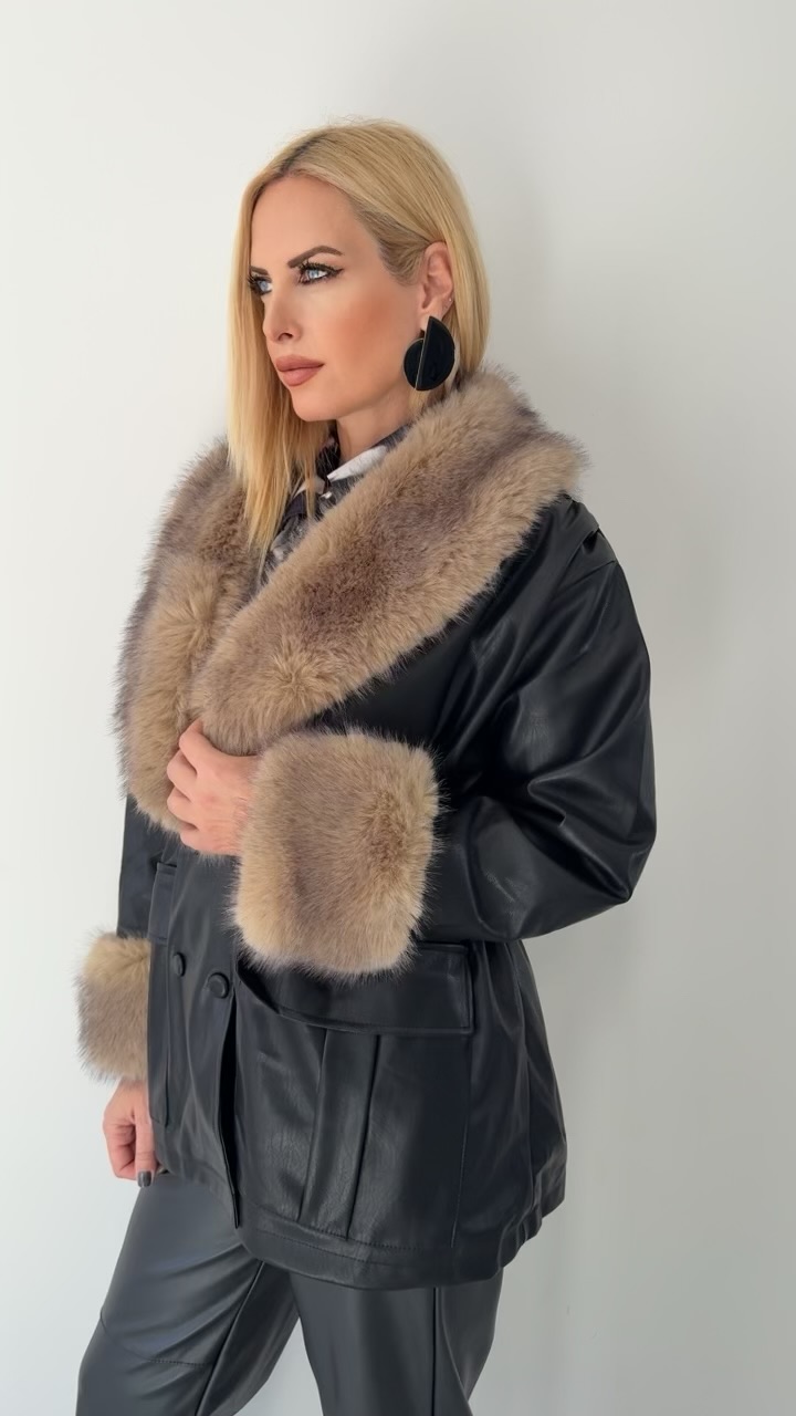 Scene Leather Jacket-Μαυρο