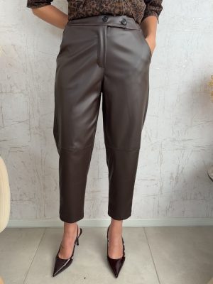 Inna Leather Pants-Καφε