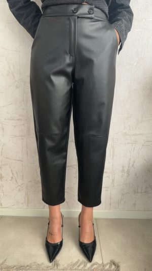 Inna Leather Pants-Μαυρο