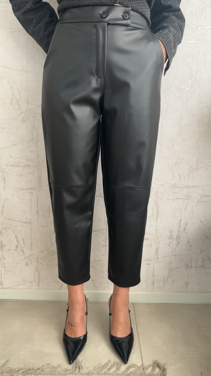 Inna Leather Pants-Μαυρο