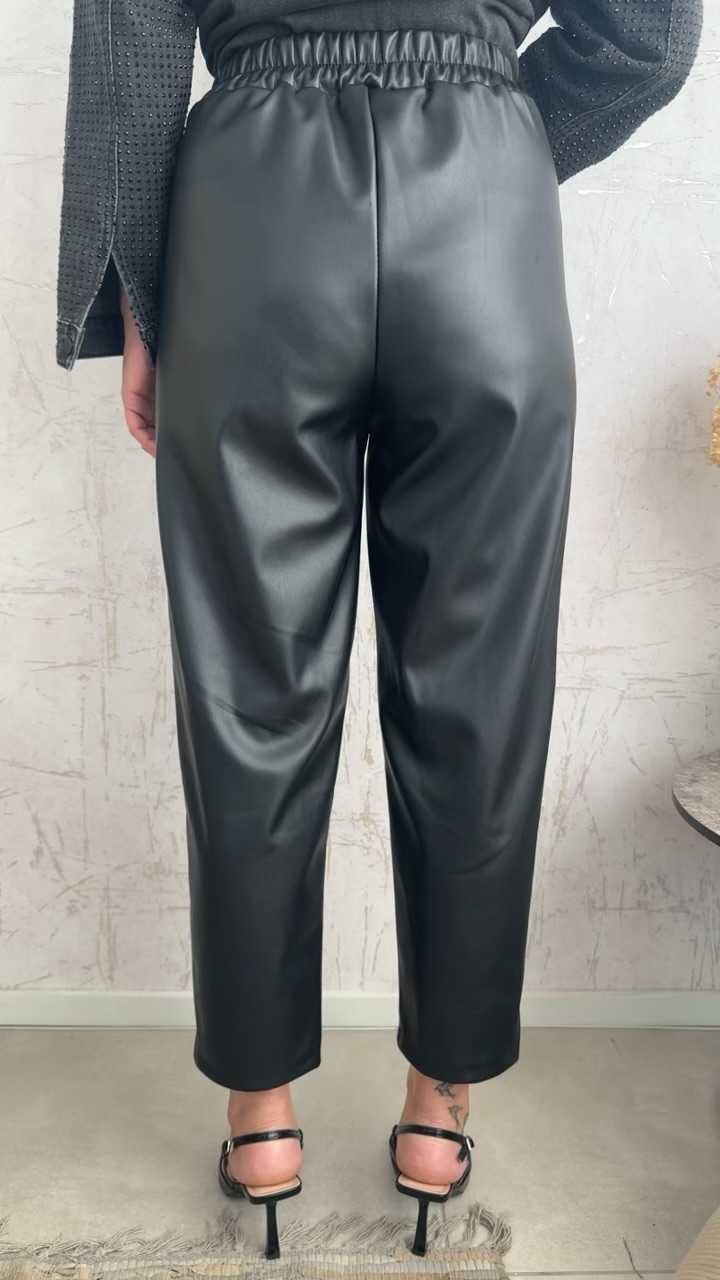 Inna Leather Pants-Μαυρο
